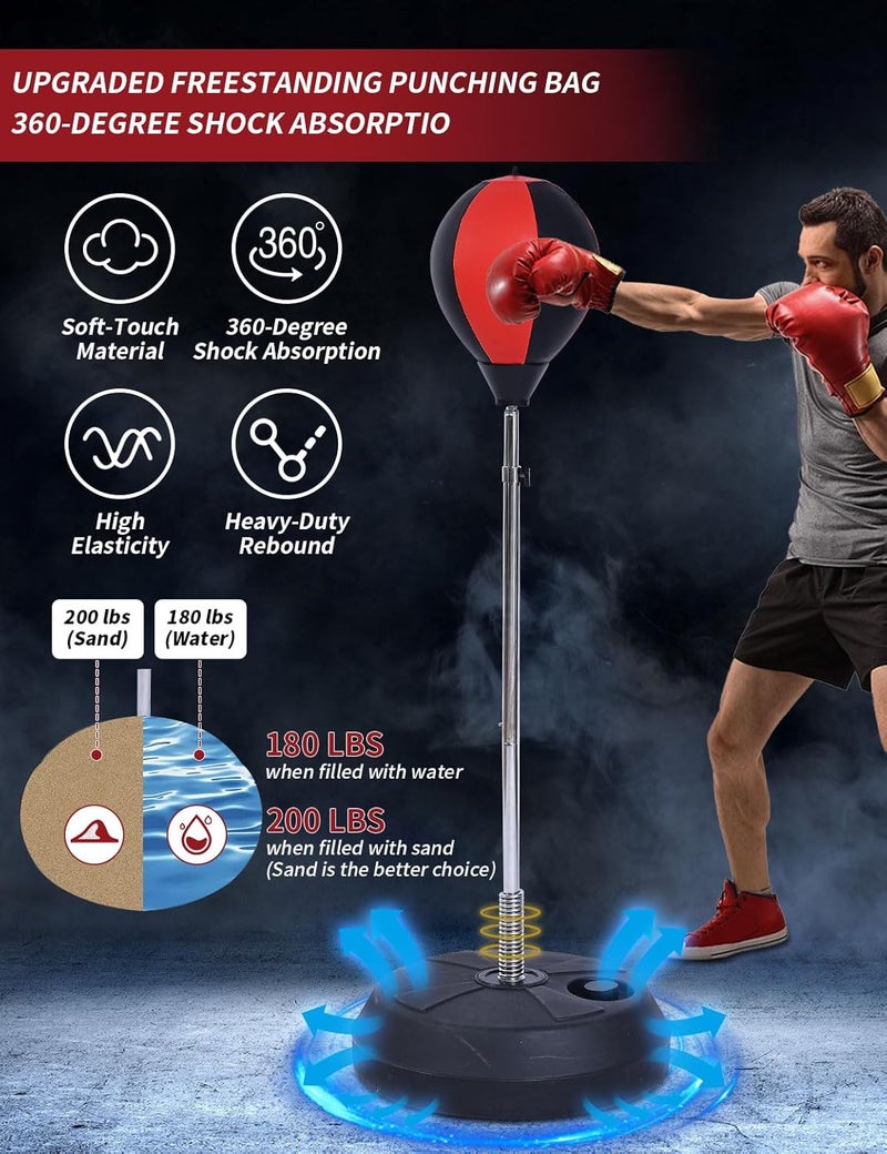 Stiatu Punching Bag with Stand-Fast Bounceback to Increase Speed, Reflexes, and Stamina – Height Adjustable for Training, Boxing Equipment, Stress Relief & Fitness - Image 2